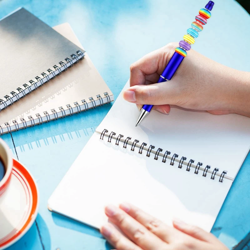 50Pcs Plastic Beadable Pen Bulk Bead Ballpoint Pen Shaft Black Ink Beaded Pens With 50 Refills For DIY Making Gift