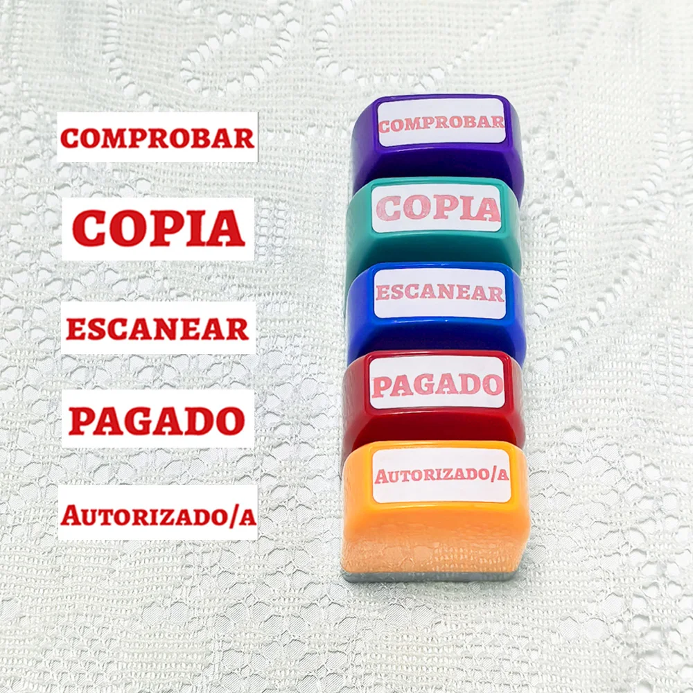 5 sellos financieros en español, sello de aprobación de contabilidad para oficina financiera, aprobado, comprobado, pago, copia de contenido