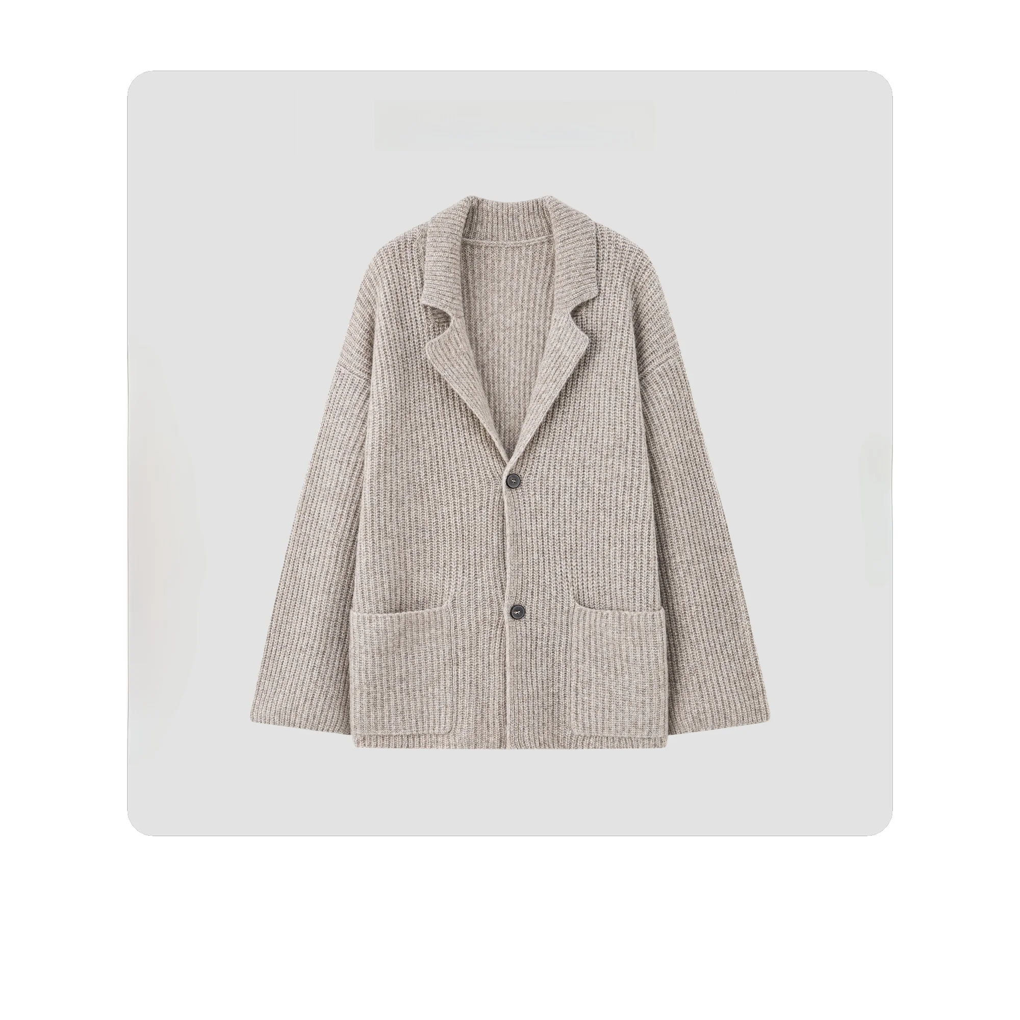 

Hua Ji Yan Hot Milk Tea Mixed Fiber Knitted Sweater Coat Wool Silk Alpaca Wool 3D Knit Cardigan Women's Winter mat Sle