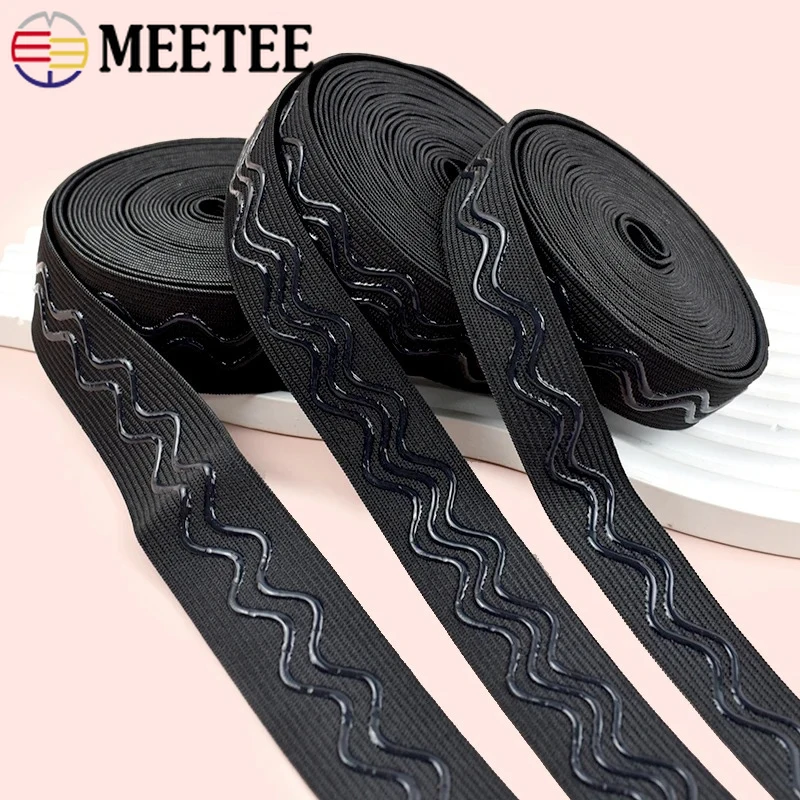 

2/5M 10-50mm Silicone Elastic Band Non-slip Stretch Ribbon for Bra Strap Sewing Underwear Waistband Rubber Tape Clothes Crafts