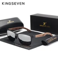 KINGSEVEN gafas de sol de aluminio y madera, montura de alta calidad para hombres y mujeres, gafas polarizadas UV400, lentes de espejo, gafas protectoras para ojos de pesca