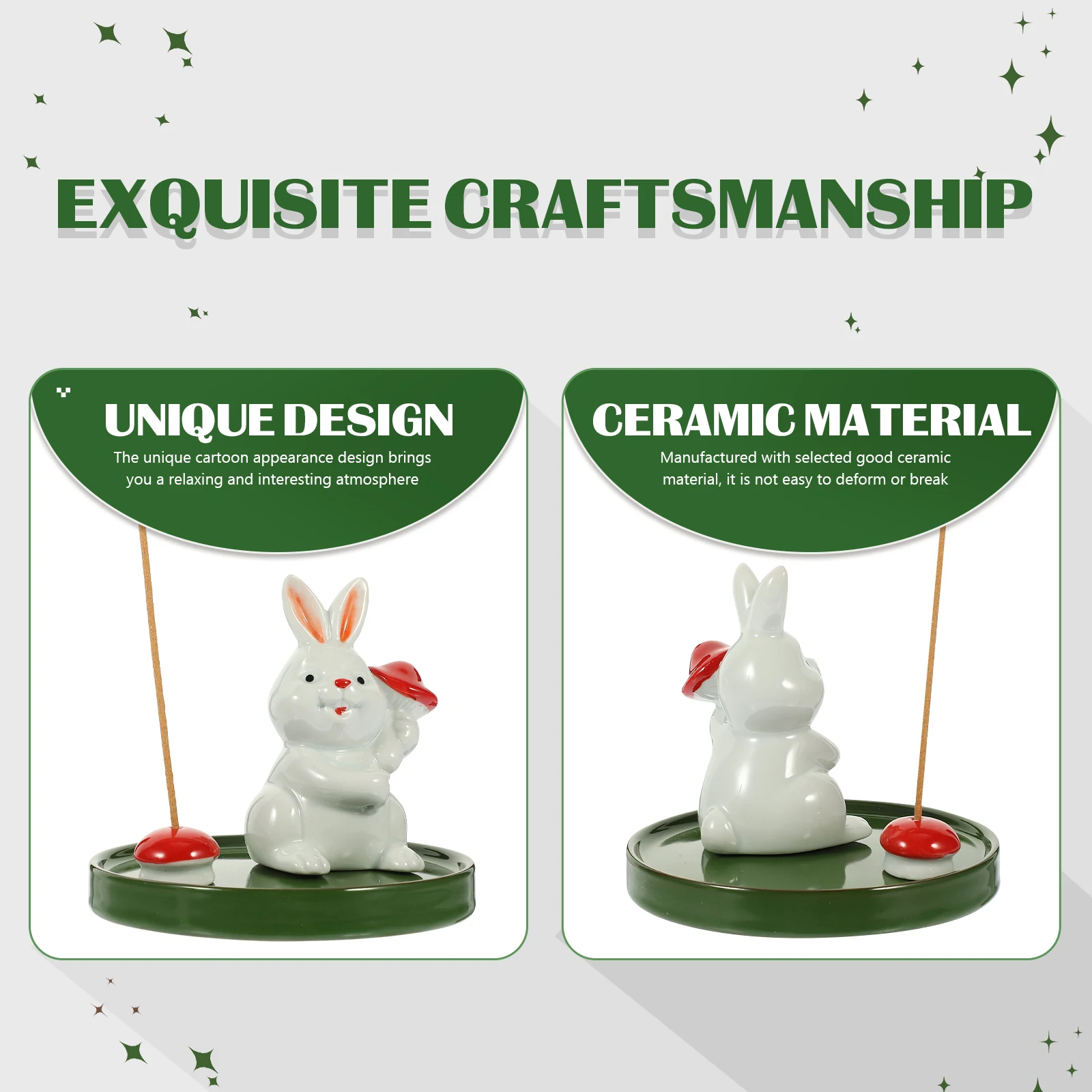 

Exquisite Ceramic Incense Burner Cartoon Rabbit Shape Aromatherapy Stove Bedroom Living Room Decorative Censer Ornament