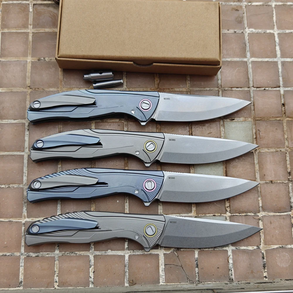 JUFULE Bear Head F7 Ceramic Bearing Titanium Handle Mark M390 Logo Blade Camping EDC Tool Kitchen Hike Dinner Utility Knife - view 5