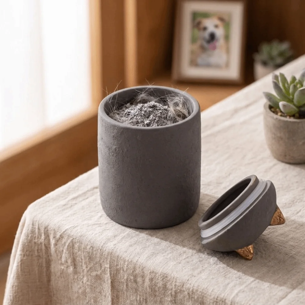 Cute Moisture-Proof Pet Memorial Urn Compact Sealed Cat Cremation Urn with Lid Decorative Desktop Storage Jar Pet Remembrance