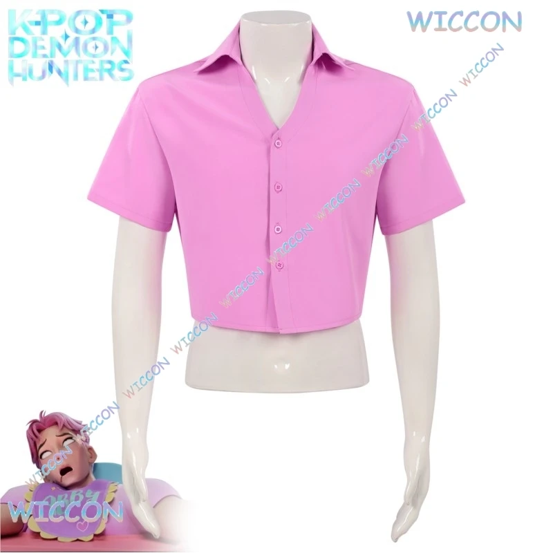 

Saja Boy Abby Косплей Костюм Космический Kpop Охотники на демонов Косплей Розовая рубашка Эбби Косплей Парик Взрослые дети Рубашка Мужской Хэллоуин Роль