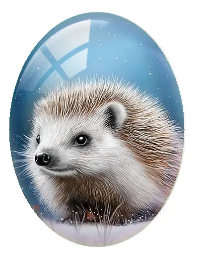 10pcs/lot Christmas X-mas Hedgehog Polar Bear Fox Cat Winter Oval Photo Glass Cabochon Flatback Demo Cameo Diy Jewelry Making view 4