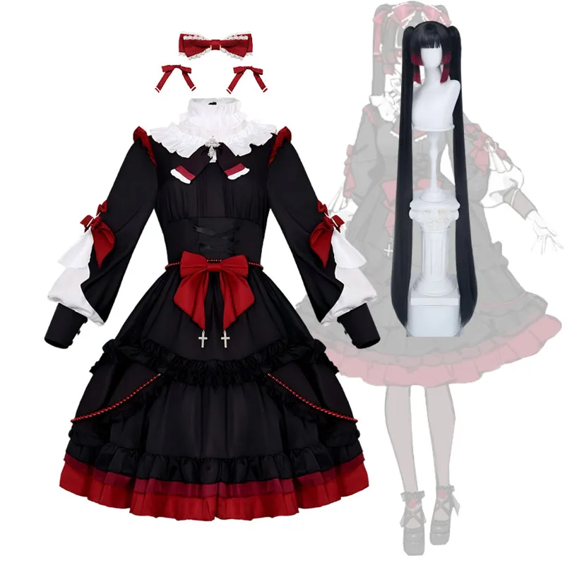 Anime Michica Gokubara Cosplay Dress Headwear Socks Karamazov Hell’s Blood Rose Stage Costumes Or Wigs Needy Streamer Overload