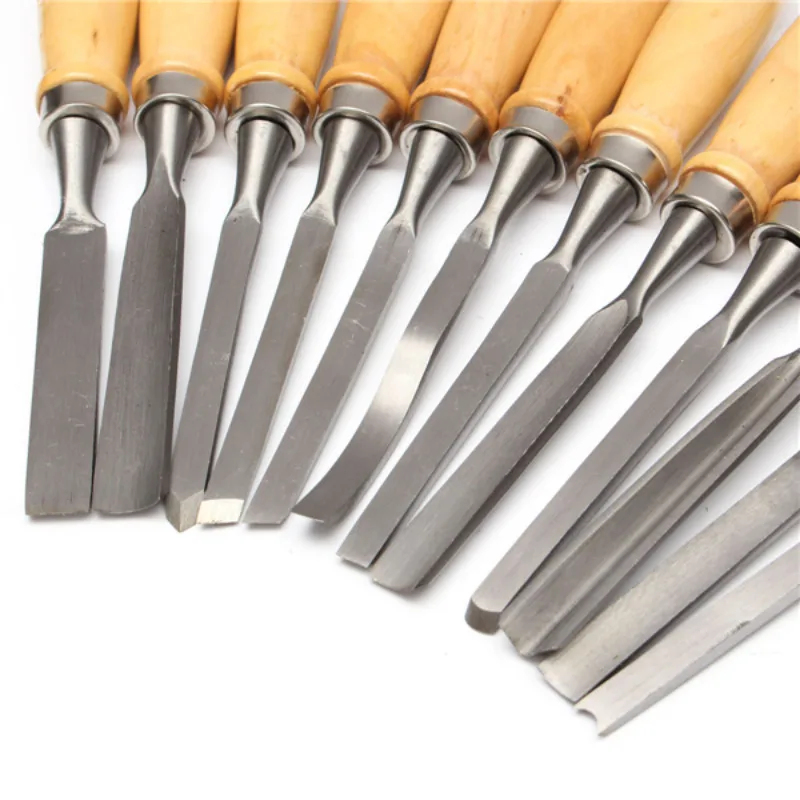 12 Pcs Woodworking Wood Carving Hand Chisel Professional Gouges Tool Set Wrench Tool Set