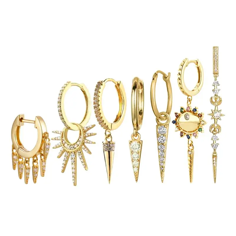 Boucles d'oreilles en argent 925 pour femmes, rivets à aiguille, pendentif en Zircon micropavé, Punk Vintage, bijoux de fête à la mode, cadeaux