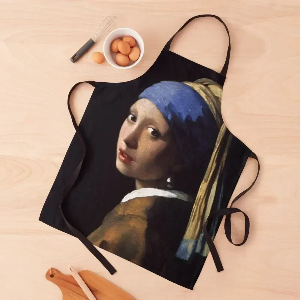 

Girl With The Pearl Earring By Johannes Vermeer Apron chef for man Woman Kitchens Chef Accessory Custom Apron