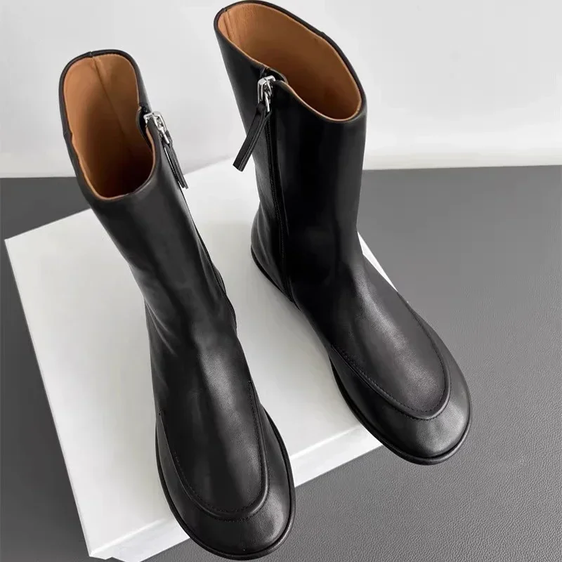 Flats Women Chelsea Boots Walking Zipper Trend Shoes Winter 2024 Fahsion New Ankle Boots Casual Goth Punk Mujer Motocycle Botas