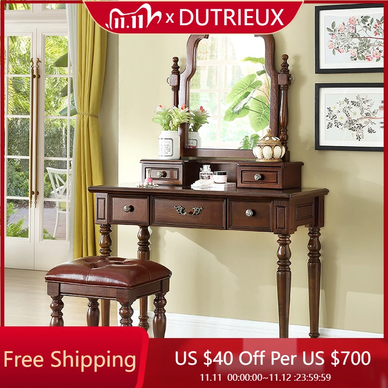 

Wood Vintage Vanity Table Drawers Bedroom Luxury Mid Century Dressing Table Tall Living Room Mesa De Maquillaje Home Furniture