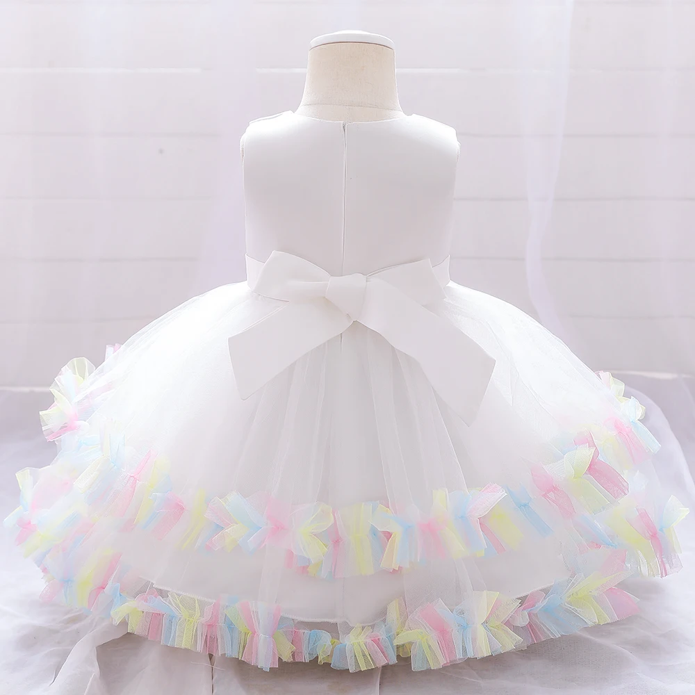 Colorful Unicorn Baby Girls 1st Birthday Dress Flower Tulle Baptism Kids Dresses For Girl Wedding Toddler Infant Party Prom Gown