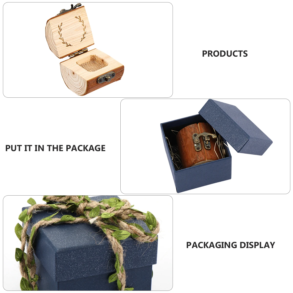 

1pc Wooden Ring Box Vintage Rustic Ring Holder Compact Lightweight Storage Container For Wedding Engagement Party