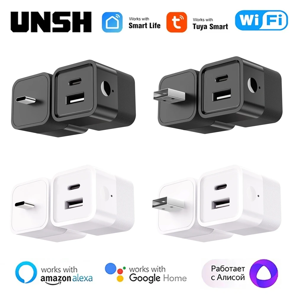 Tuya Smart WiFi Micro USB Type-C Adaptor Switch 5V Mini USB Power Adaptor Smart Life Control Via Alexa Google Yandex alice