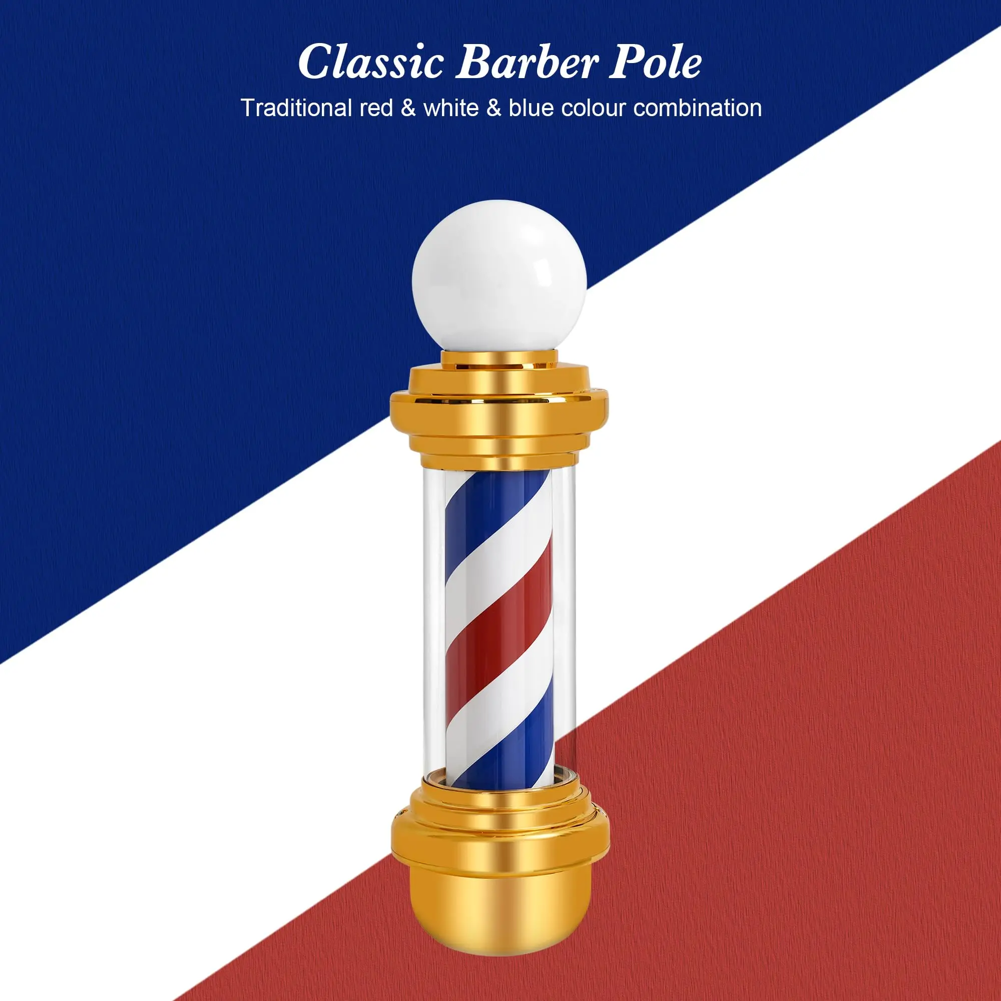 

27" Barber Pole Light Rotating LED Sign for Hair Salon Barber Shop Open Wall-Mounted Waterproof Energy Saving Advertising Light