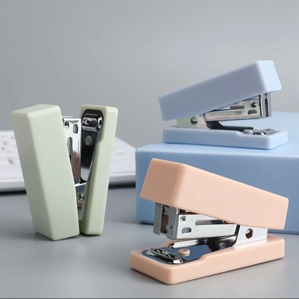 Paper Binding Paper Stapler Cartoon Stationery Morandi Stapler Set Metal Durable Binding Machine Office Accessories