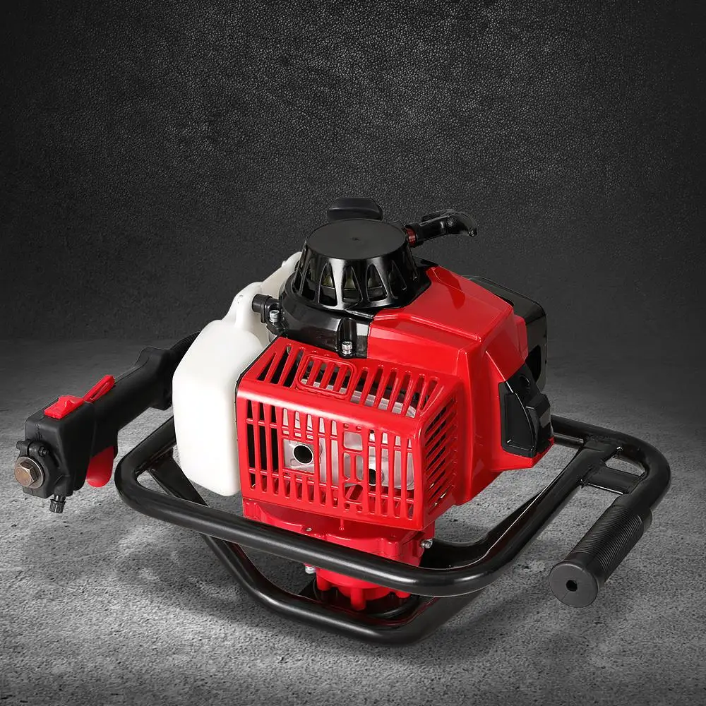 &Petrol Powered Post Hole Digger Motor Only Red Heavy Duty Earth Auger Engine
