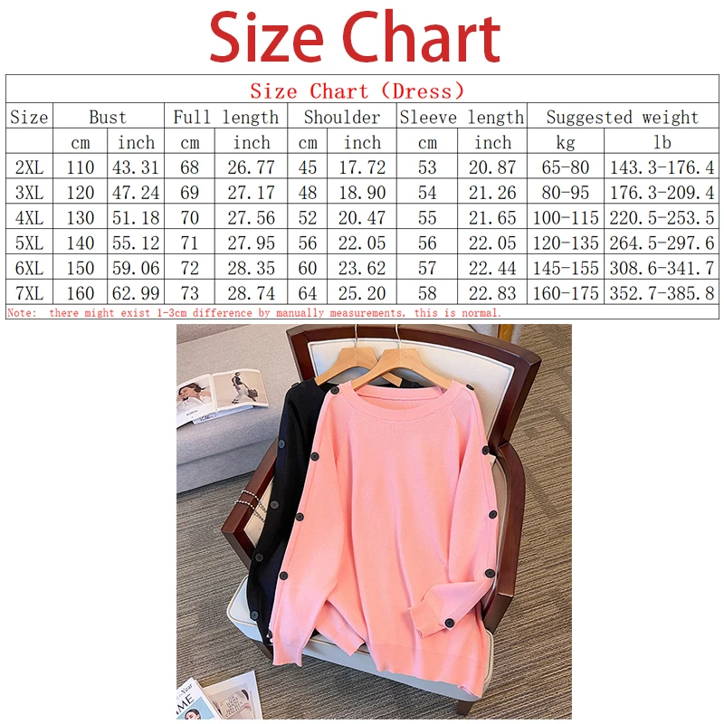 6XL 7XL 100/150/175kg Autumn Oversize Women Clothing Bust 150/160cm Loose Fitting Pullovers Thickened Sweaters Knitted Wear