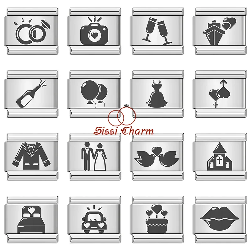 

SISSI 9mm Width Stainless Steel New Women Wedding Italian Charm Links Bracelet Jewelry DIY Making Wholesale