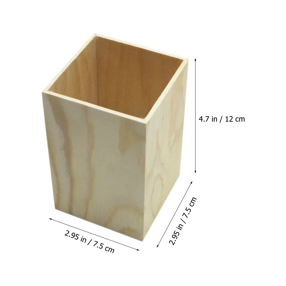 

2Pcs Solid Wood Desktop Organizer Box with Natural Finish for Pens Pencils Makeup Brushes Storage Desk Accessory Home Office