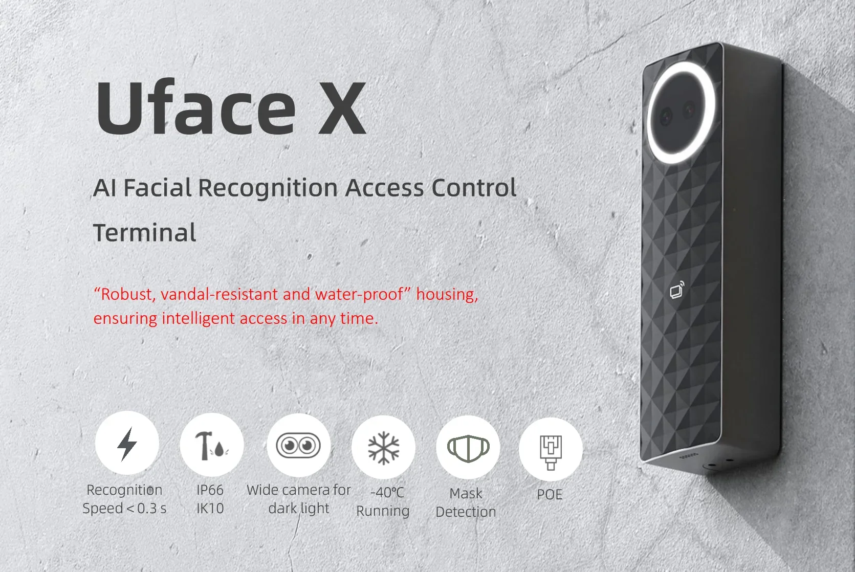 IP66 Waterproof Outdoor AI Facial Recognition Access Control 10,000 User Card Reader WIFI TCP IP Door Access Control System