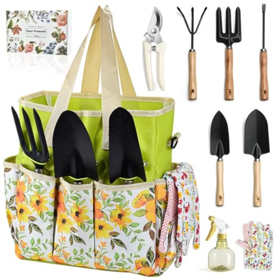 

10Piece Heavy Duty Gardening Tools Set for Women and Men Durable Steel Hand Tools with Storage Handbag Box Ideal for Outdoor Ga