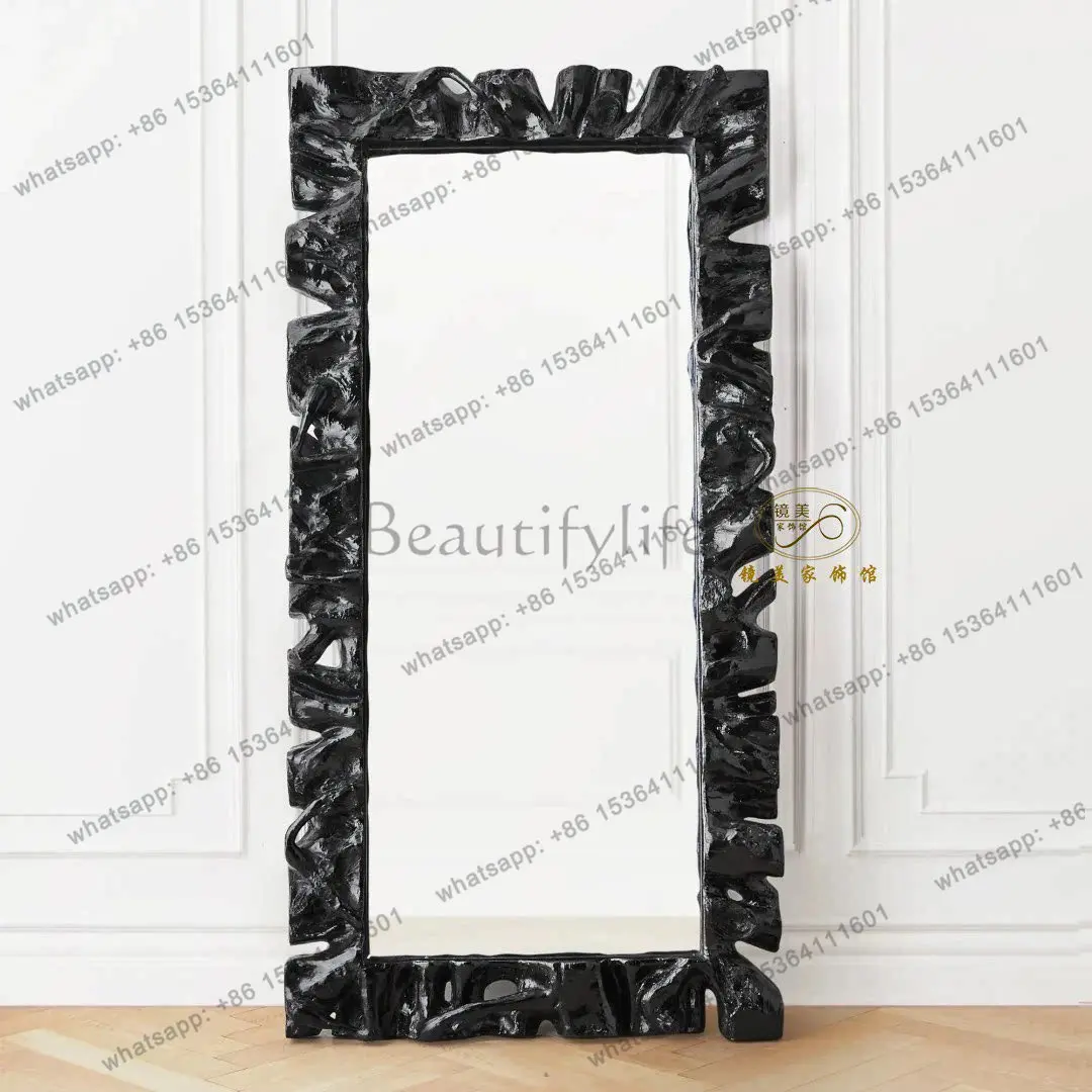 

D33 French light luxury wall full body mirror classical black art high-end fitting mirror