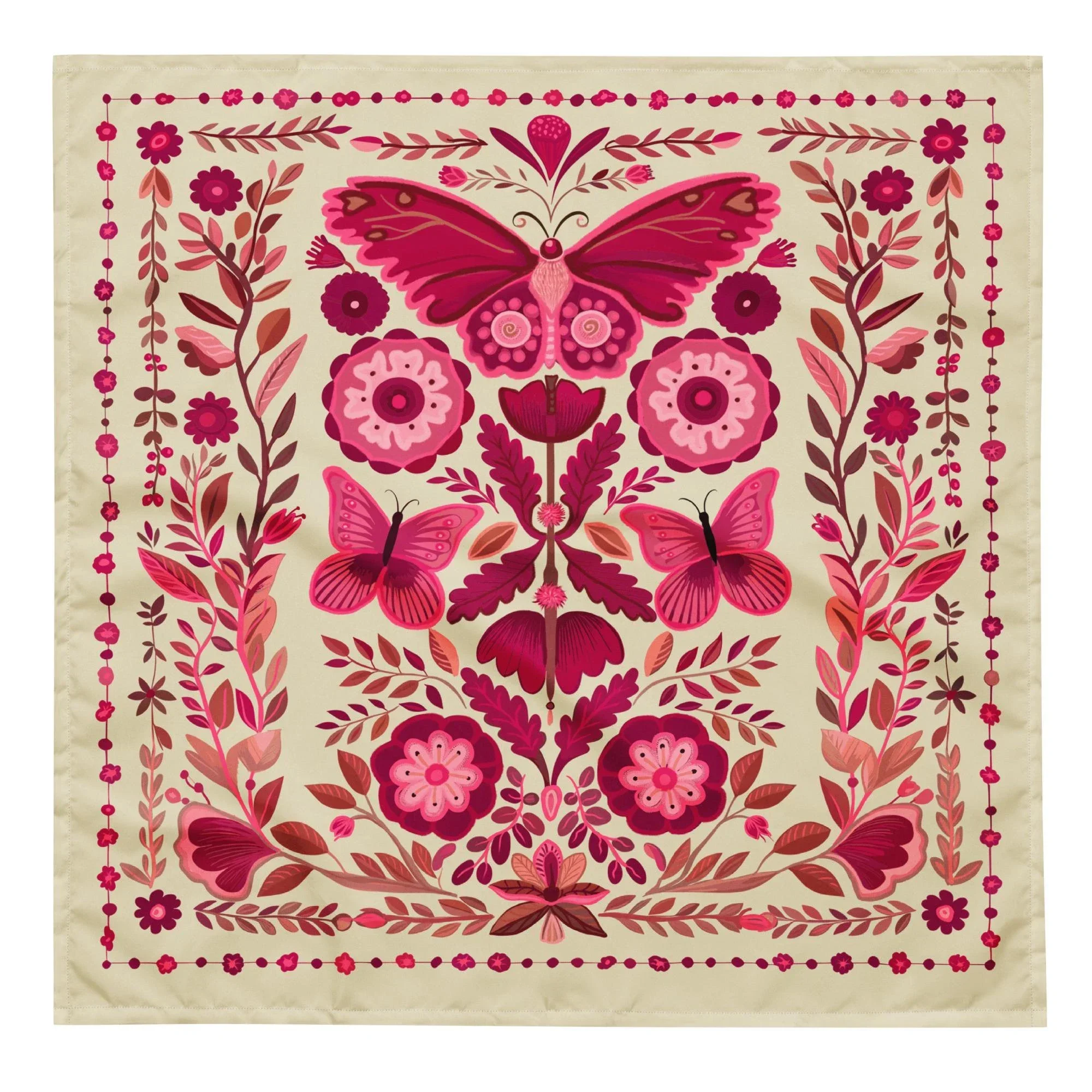 Pink Moth Floral Altar Tablecloth Boho Witchy Tarot Mat Pagan Witchcraft Decor Occult Divination Gift
