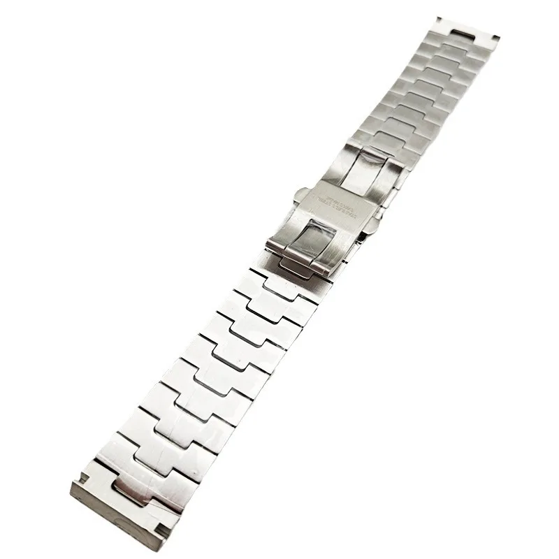 

21mm Silver Precision Steel Watch Strap Stainless Steel Butterfly Buckle 5mm Thickness S-AN-DOZ Fashion Watch Modified Accessory