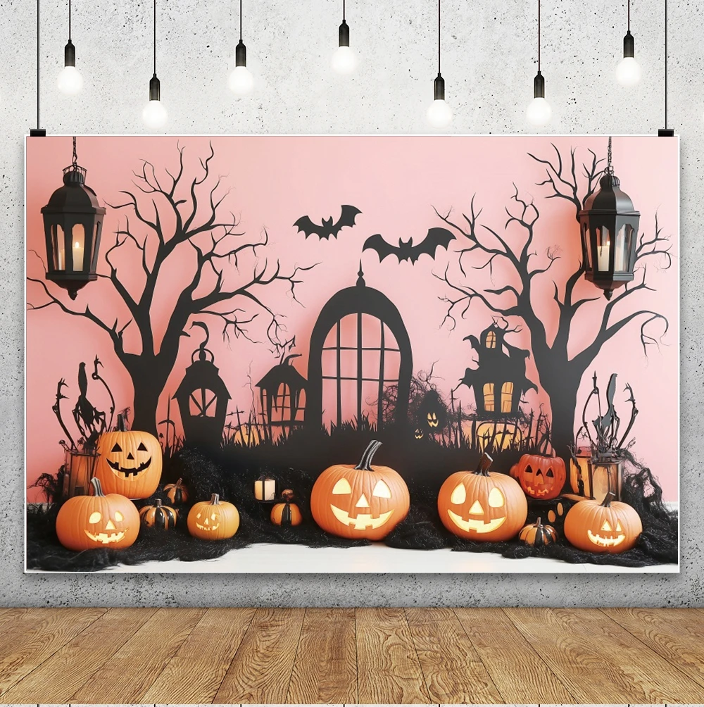 خلفيات زينة الهالوين للصور الوردية اليقطين لطيف شبح الاطفال صورة الأسرة حفلة التصوير الفوتوغرافي لوازم الاستوديو