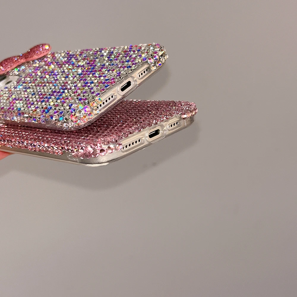 3D Glitzer Schleife Diamant Kristall Handyhülle für iPhone 13 12 15 14 16 Plus 17Pro 18 Pro Max Air 11 Stoßfeste Bling Schutzhülle – Detail 13