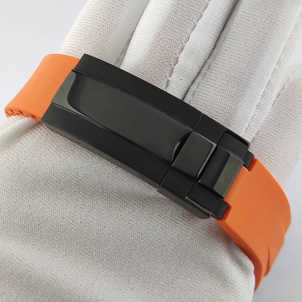 40 مللي متر NH35 حافظة رجالية حافظة من الفولاذ المقاوم للصدأ الياقوت الزجاج تاريخ مقاوم للماء NH35 حركة حزام مطاطي ساعة اكسسوارات #2