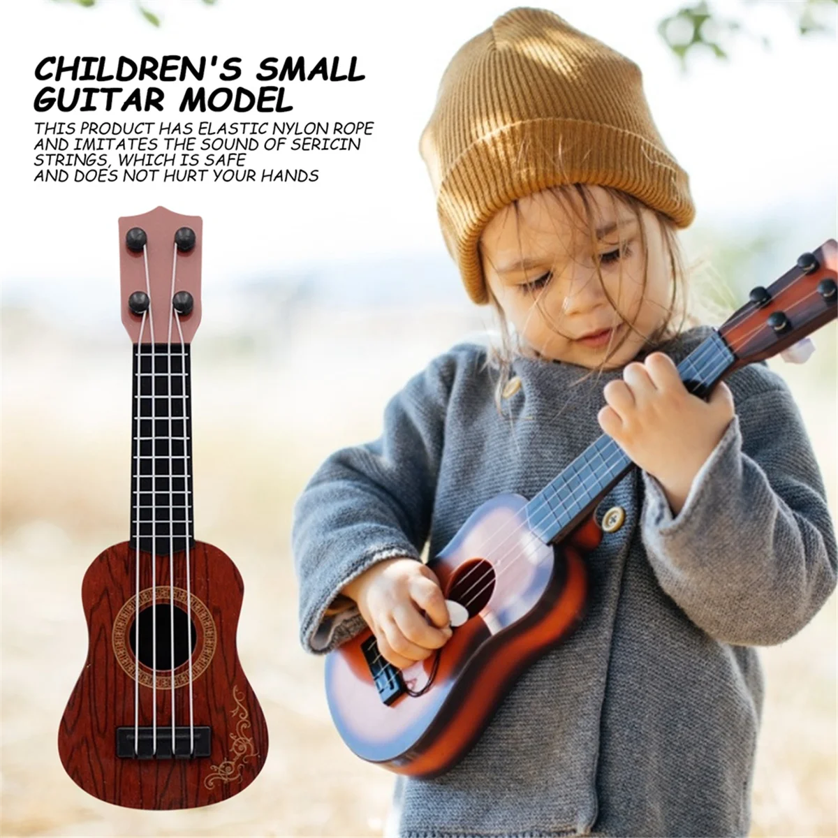 Guitarra de ukelele clásica para niños, juguete de Educación Temprana, suministros para fiestas, ajustable, café