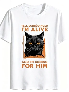 T-Shirt Schrodinger Cat Graphic 2026 New Unisex His and Hers Retro Style Streetwear Funny Science Physics Cat Lover Casual Print