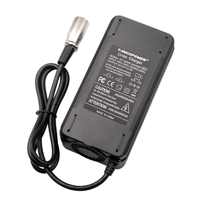 42V 3A Lithium Battery Charger For 10Series 36V Li-ion Battery Pack For Electric Scooter E-Bike Charger With 3-Pin XLR Connector