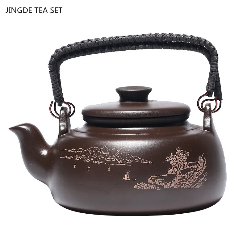 

750ml Raw Ore Zisha Large Capacity Teapot Antique Yixing Purple Clay Tea Pot Handmade Filter Beauty Kettle Customized Tea Set