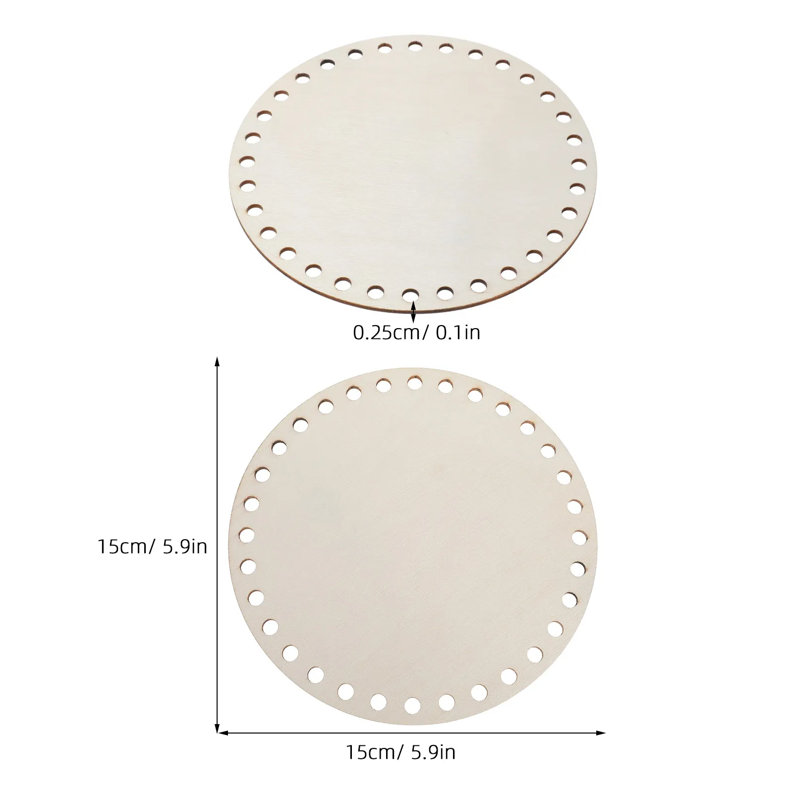 8Pcs Round Wooden Crochet Bag Bottoms 6 Inch Natural Grain Blank Base for DIY Woven Basket Handbag Purse Making Crafting