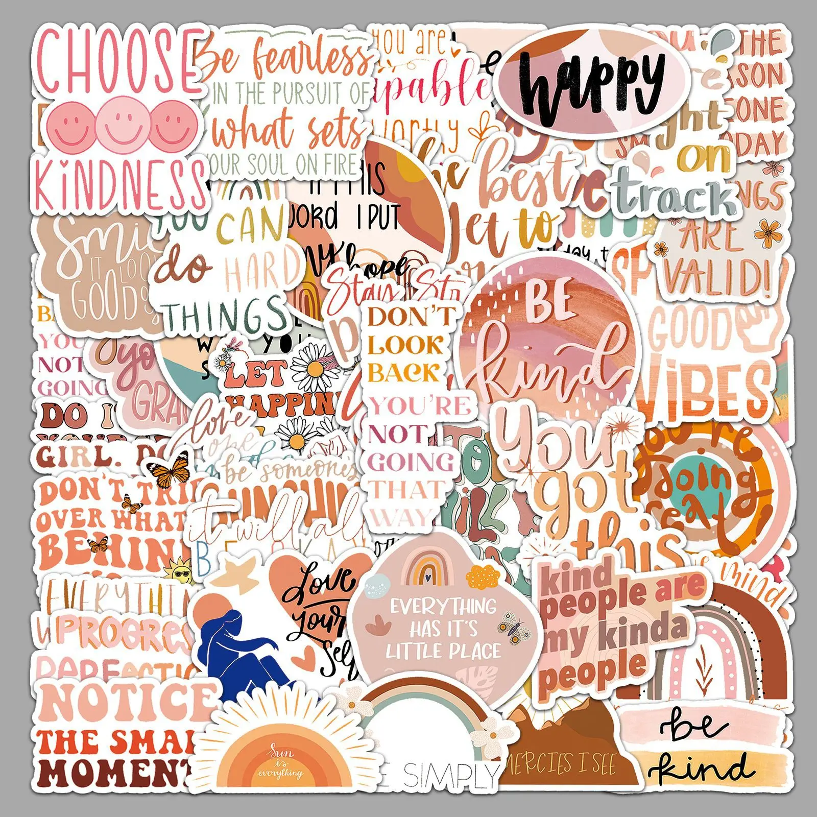 

10/30/50Pcs Bohemian Style Inspirational English Stickers Personalized Hot Selling Text Slogans Decorative Stickers DIY Guitar