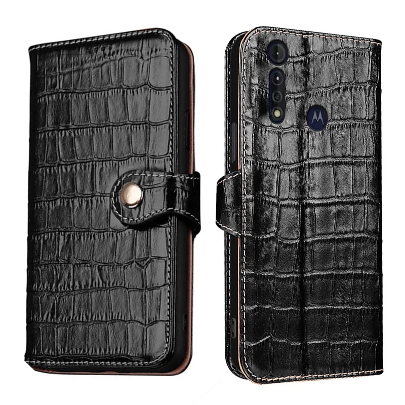 

Genuine Leather Crocodile Texture card Slot Wallet Cover For Motorola Moto G8 Power EU Lite Plus Magnetic skin shockproof Case