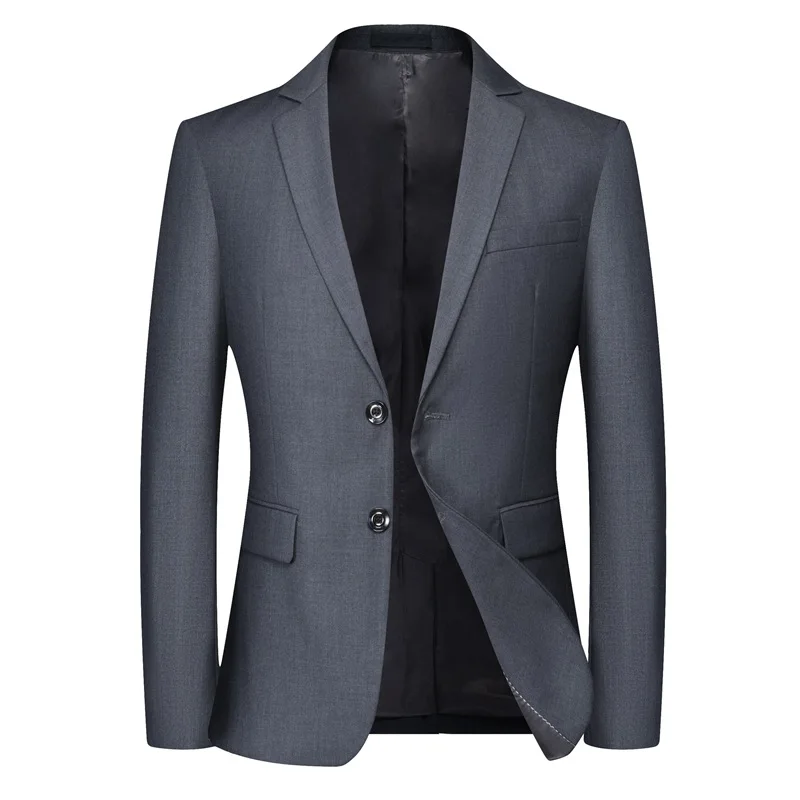 2024 Autumn New Mens Soild Color Suit Jacket Single Breasted Men Business Casual Coat Grey Blue Male Blazer Masculino