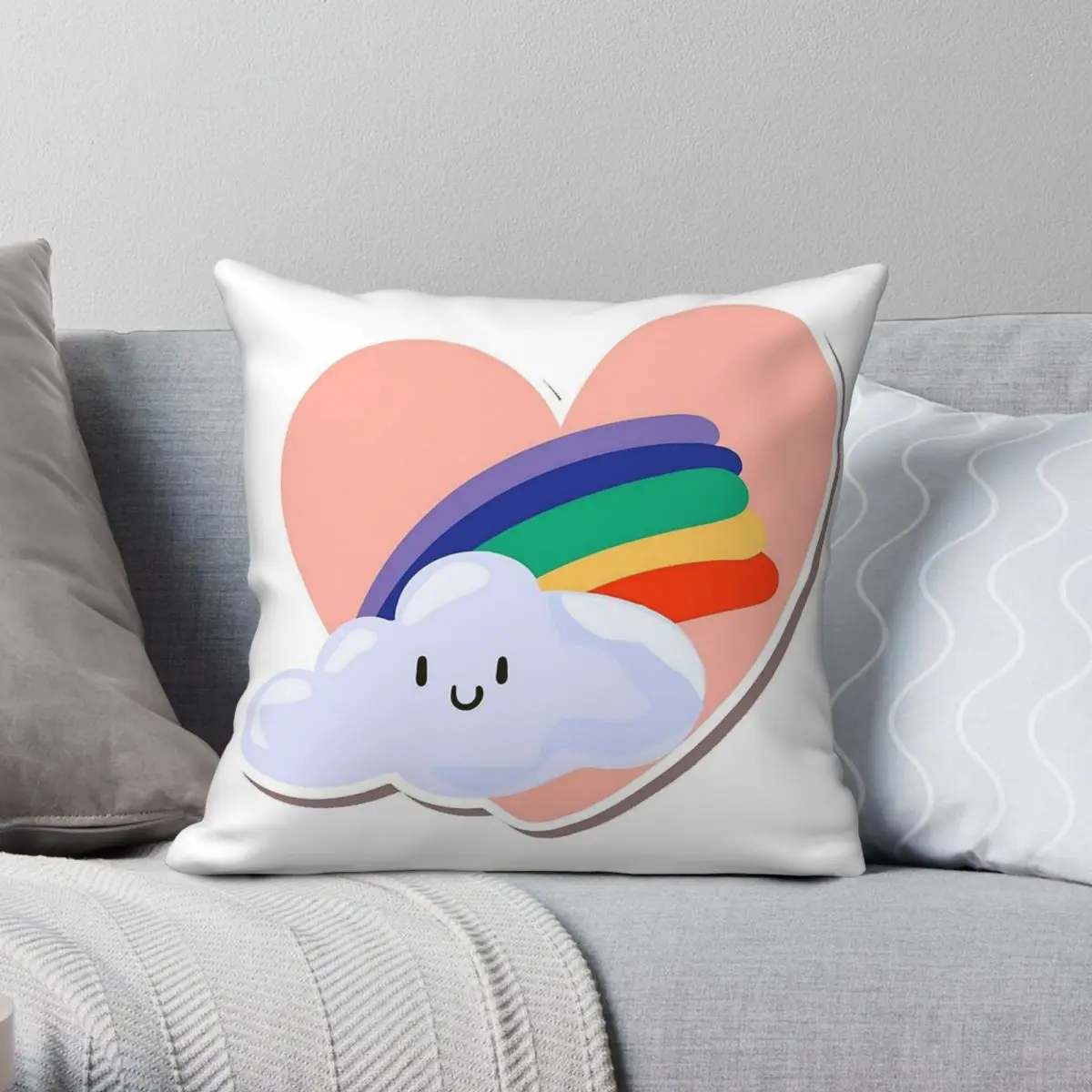 

Квадратная наволочка Love Heart Cloud Rainbow из полиэстера, льна, бархата с принтом на молнии, декоративная домашняя наволочка, оптовая продажа