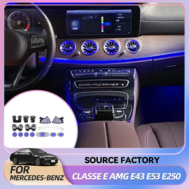 

Внутренние наклейки, 64 цвета, светодиодные вентиляционные отверстия для Mercedes Benz W213 E-Class Coupe AMG E43 E53 E250, 3D вращающийся твитер, динамик Inte