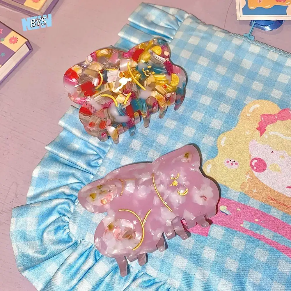 

Creative Acetic Acid Cartoon Bear Hair Claw Geometric Rinbow Acetate Shark Clip Large Size Korean Style Animal Hair Clip Daily