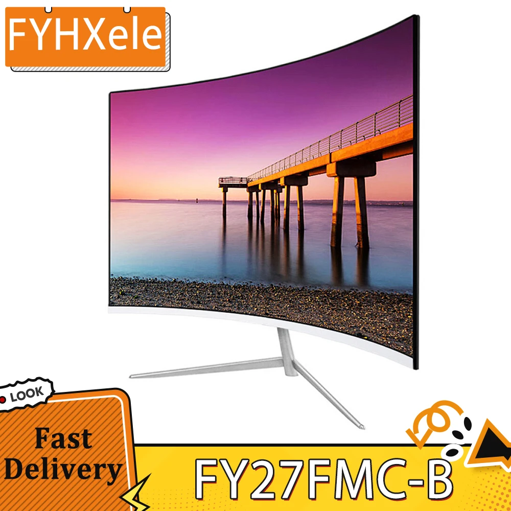 FYHXele FY27FMC-B 27-inch 2800R Curved Gaming Monitor 1920*1080 FHD 16:9 VA Screen 75Hz Refresh Rate 2ms Response Time 99% sRGB