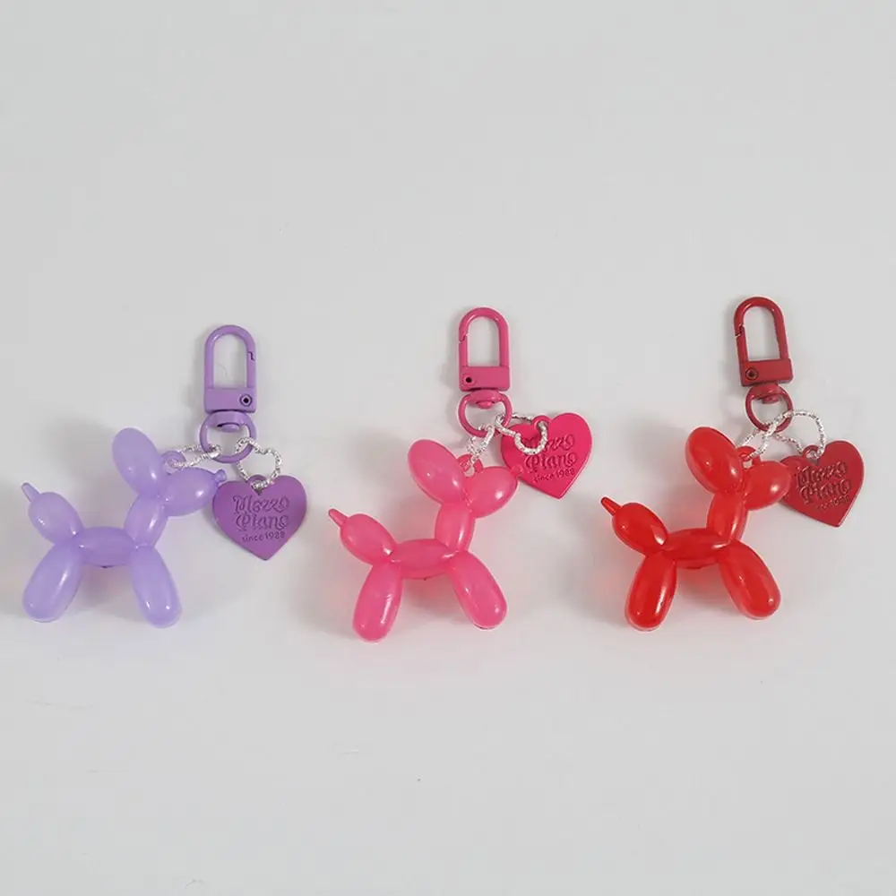 Cute Jelly Dog Key Chain Colorful Flower Heart Cartoon Key Ring Car Bag Pendant Gift