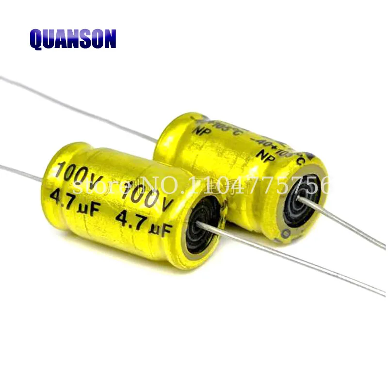 10Pcs 100V Horizontal Speaker Audio Capacitor Non Polarity Frequency Divider Crossover Polypropylene 1UF 1.5UF 2.2UF 3.3UF 4.7UF