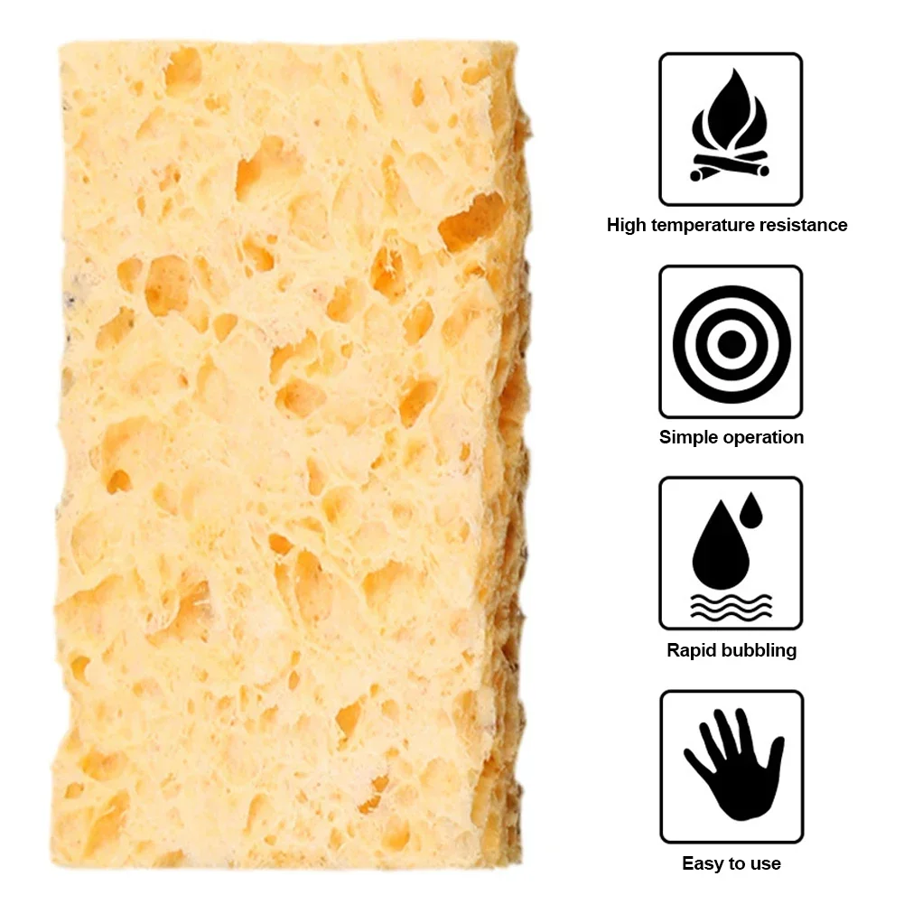 10 unids/set de esponja limpiadora, herramientas amarillas, esponja limpiadora duradera de alta temperatura para soldadura eléctrica, punta de soldador