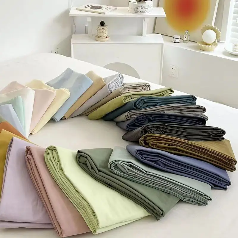 Solid color washed cotton bed sheet single dormitory quilt cover s107