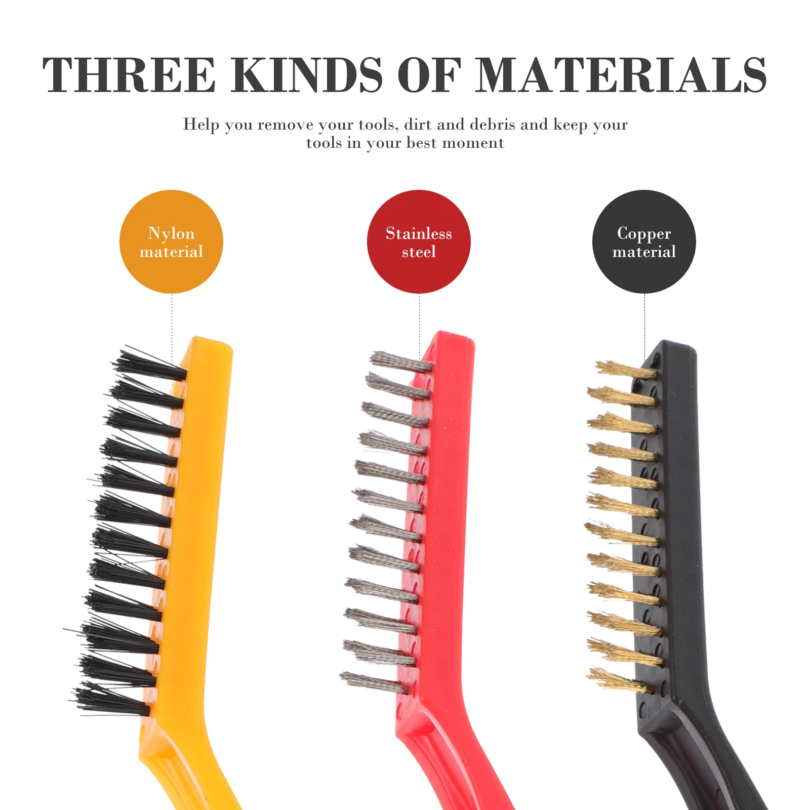 

6pcs Wire Brushes Set Cleaning Brush For Rust Removal Stainless Copper Scrub Brush Industrial Metal Surface Grinder